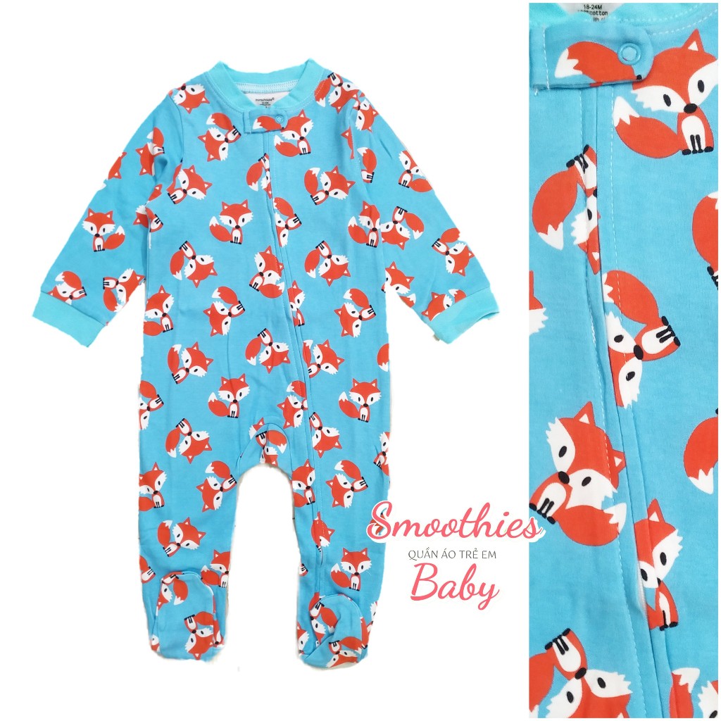 Sleepsuit chọn mẫu DÂY KÉO thun cotton cao cấp 8-14KG/ 12m,18m, 24m