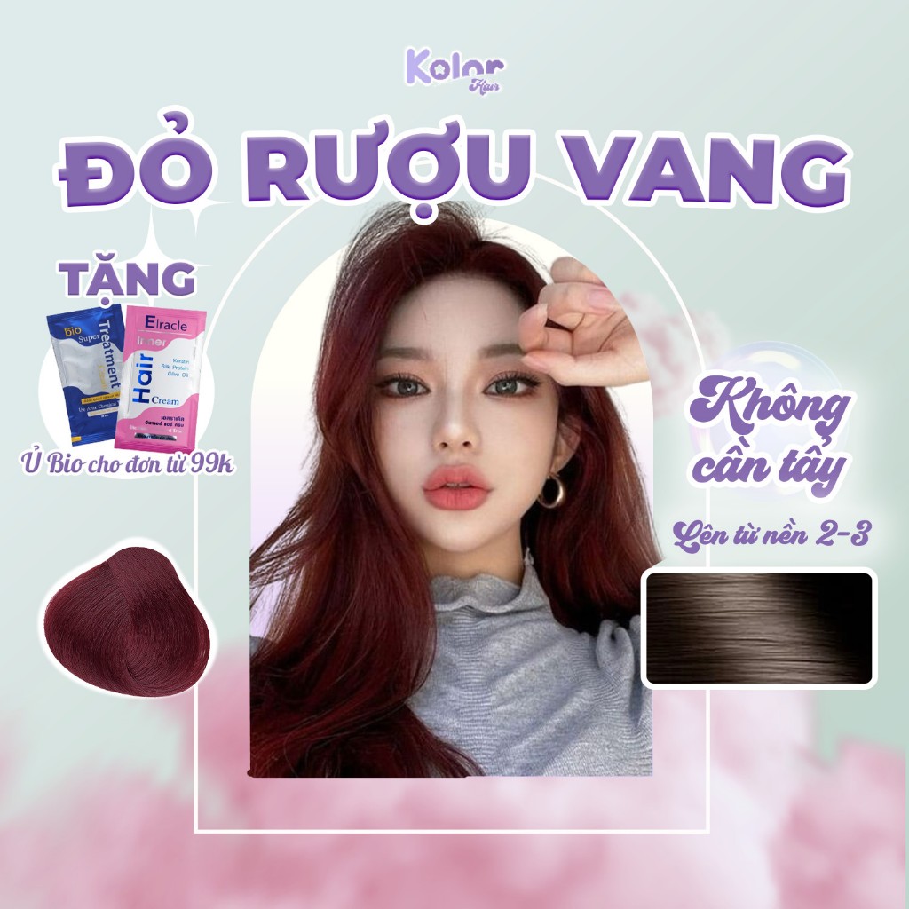 (TẶNG KÈM Ủ BIO) Thuốc nhuộm tóc màu ĐỎ RƯỢU VANG không cần tẩy nhuộm tóc tại nhà Kolorhair | Fabio, Delofil, Bingo