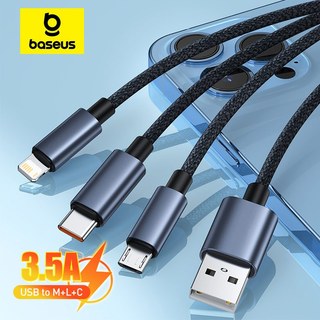 Dây Cáp Baseus 3 Trong 1 USB Sang M+C+L Micro Type C Cho Samsung Huawei Xiaomi