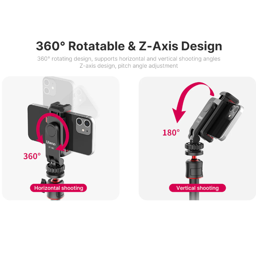 Ulanzi ST-06S - Giá Đỡ, Kẹp Điện Thoại Xoay 360 Độ Đa Năng - Hàng Chính Hãng