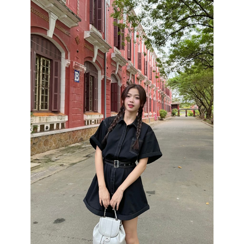 Váy jeans dạng yếm dáng lỡ ôm người siêu xinh , Jumpsuit denim ngắn form rộng | RICA JUMPSUIT | Secodee