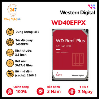 Ổ Cứng HDD Western Red Plus 3.5 4TB WD40EFPX Hàng chính hãng