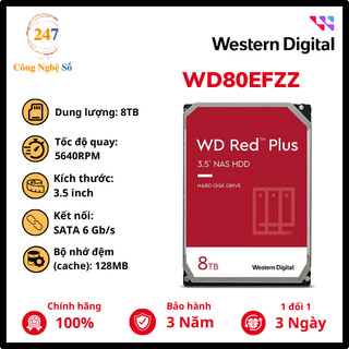 Ổ Cứng HDD Western Red Plus 3.5 8TB WD80EFZZ Hàng chính hãng