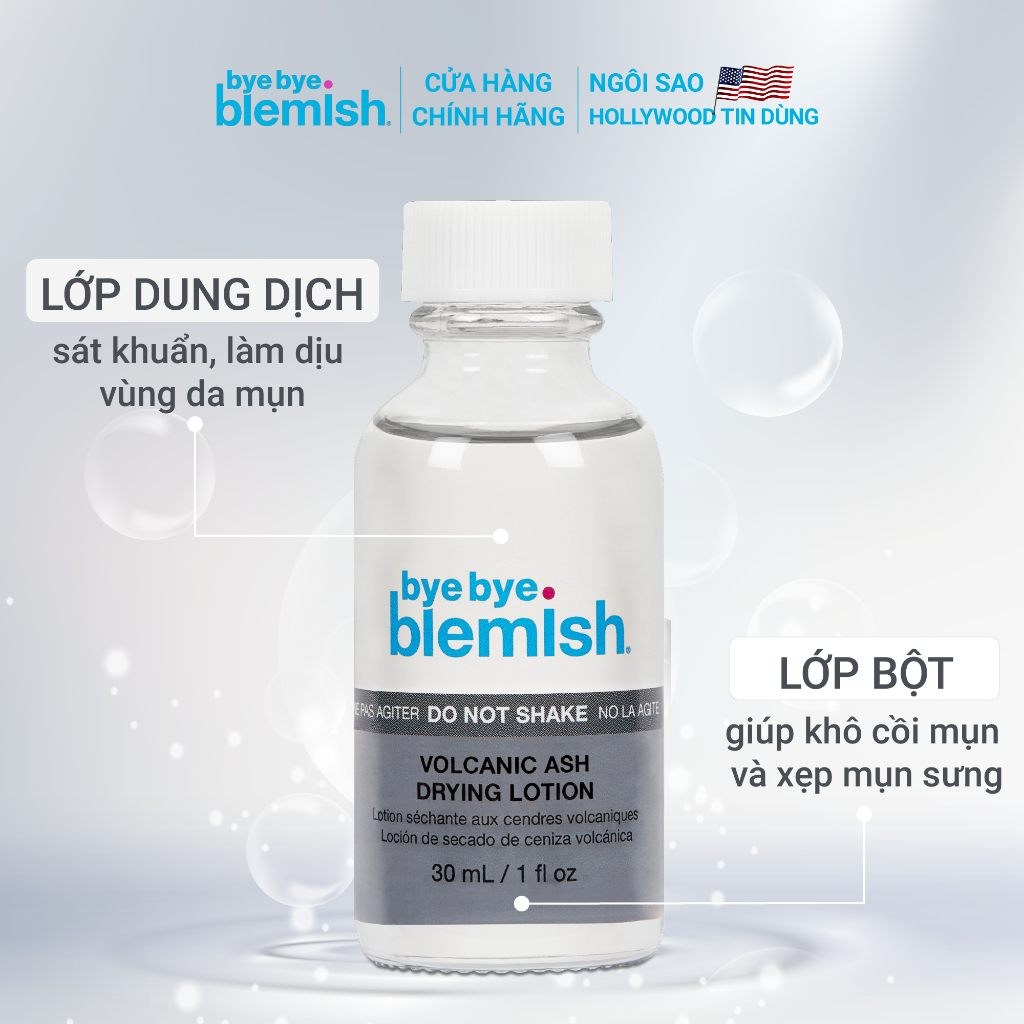 Chấm Mụn Tro Núi Lửa Giảm Mụn Nhanh Dành Cho Mụn Trắng, Sưng Đỏ Bye Bye Blemish Volcanic Ash Drying Lotion