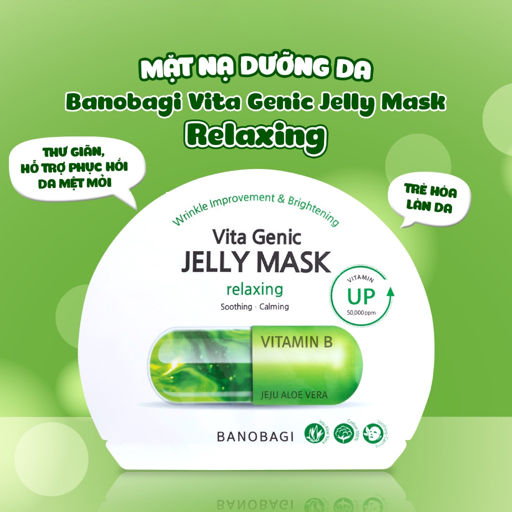 Mặt nạ BANOBAGI Làm Dịu & Thư Giãn Làn Da Vita Genic Jelly Mask Relaxing 30ml - XANH LÁ