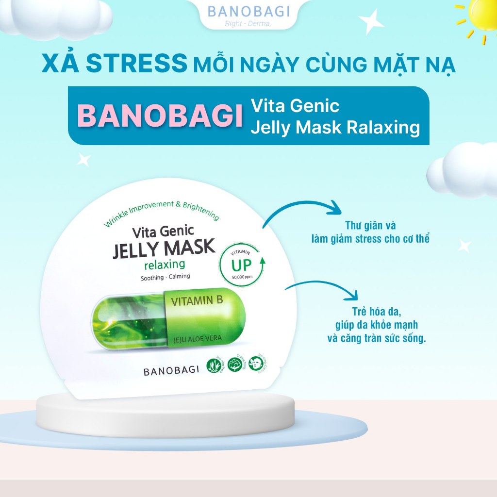 Mặt nạ BANOBAGI Làm Dịu & Thư Giãn Làn Da Vita Genic Jelly Mask Relaxing 30ml - XANH LÁ