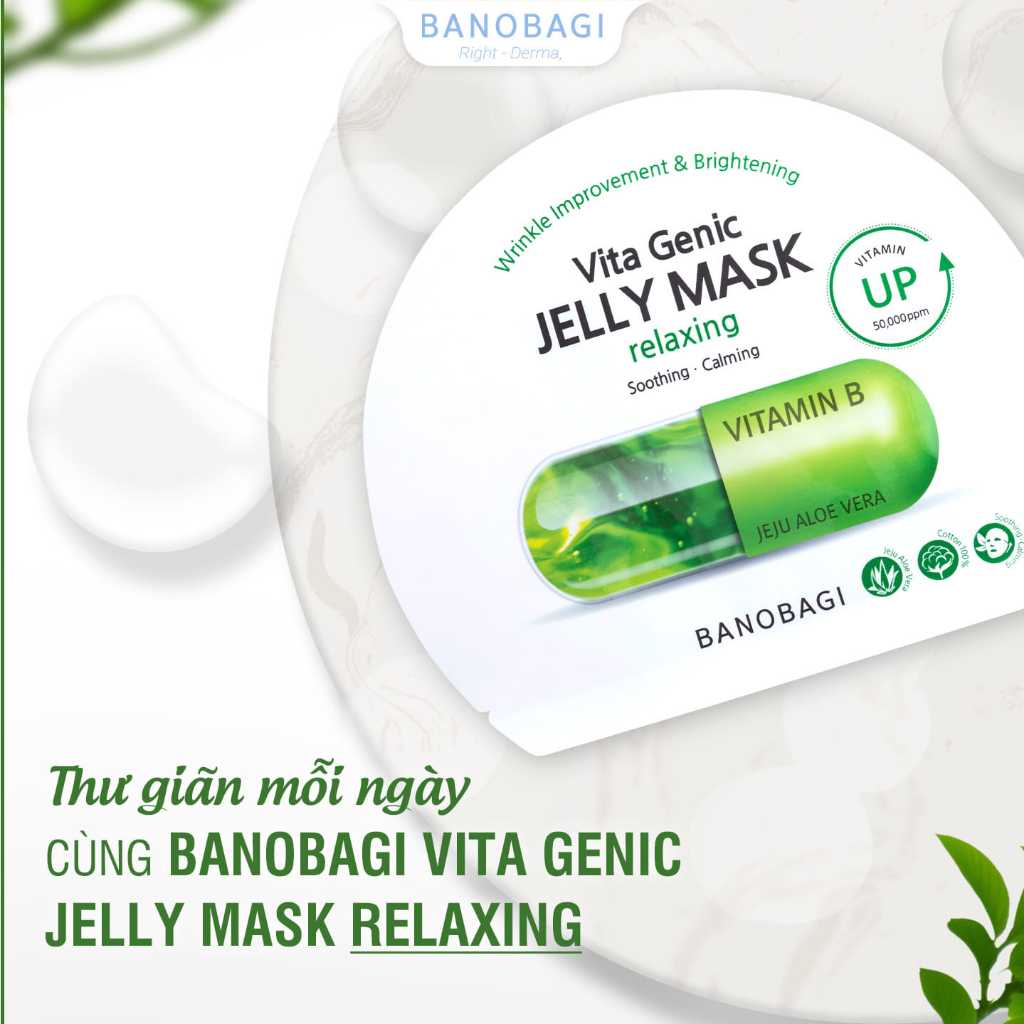 Mặt nạ BANOBAGI Làm Dịu & Thư Giãn Làn Da Vita Genic Jelly Mask Relaxing 30ml - XANH LÁ