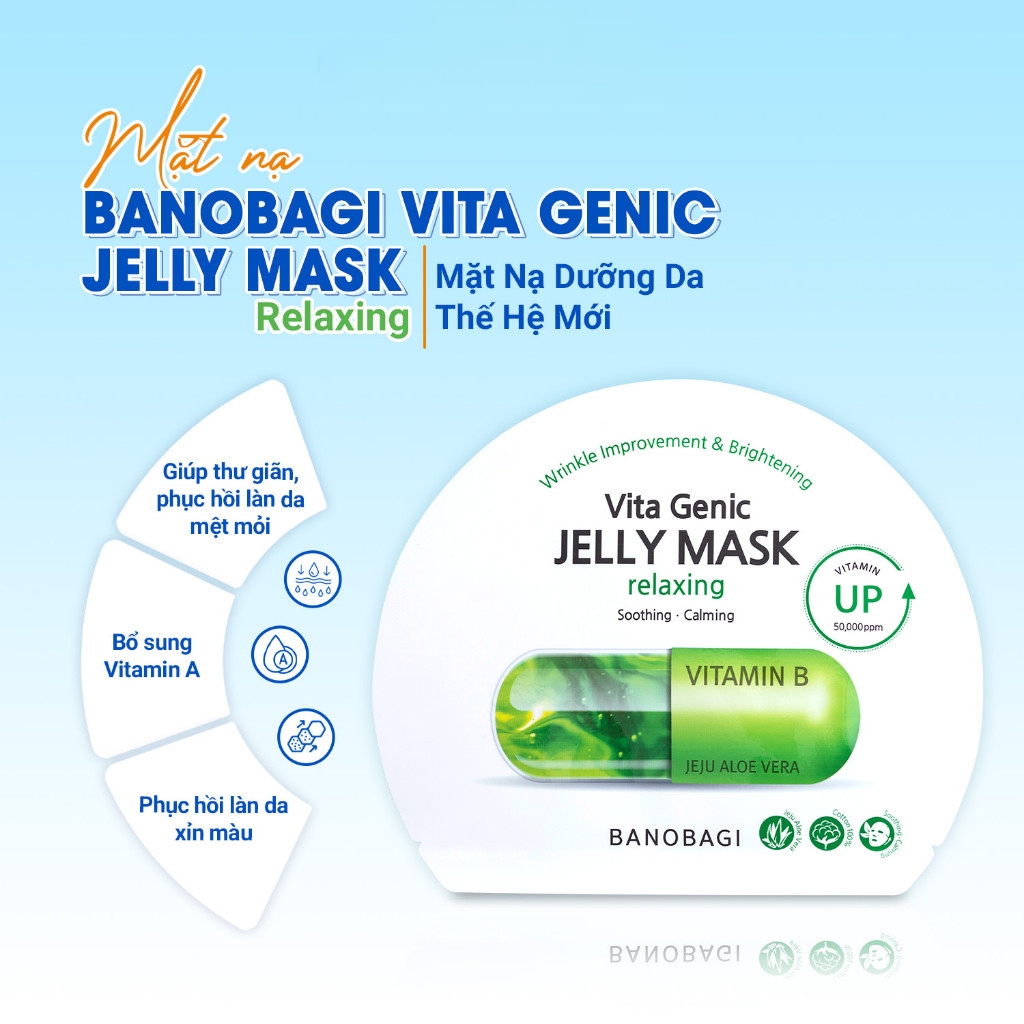 Mặt nạ BANOBAGI Làm Dịu & Thư Giãn Làn Da Vita Genic Jelly Mask Relaxing 30ml - XANH LÁ