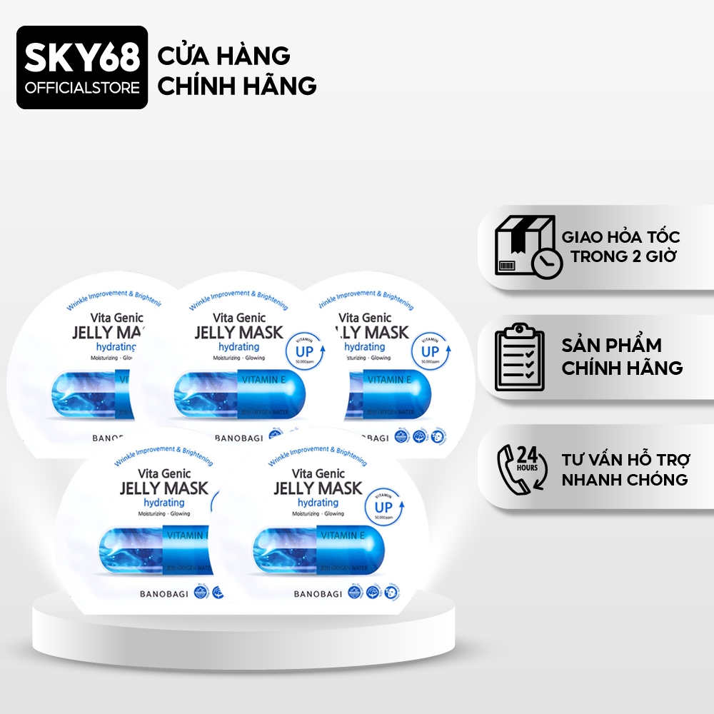 Combo 5 Mặt nạ BANOBAGI Giúp Cấp Ẩm, Phục Hồi Da Vita Genic Jelly Mask Hydrating 30ml x5 - XANH DƯƠNG