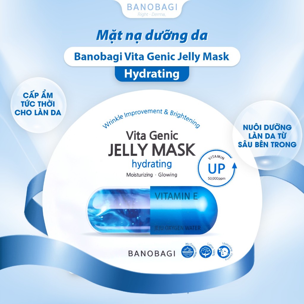 Hộp 10 Mặt nạ BANOBAGI Giúp Cấp Ẩm, Phục Hồi Da Vita Genic Jelly Mask Hydrating 30ml x10 - XANH DƯƠNG