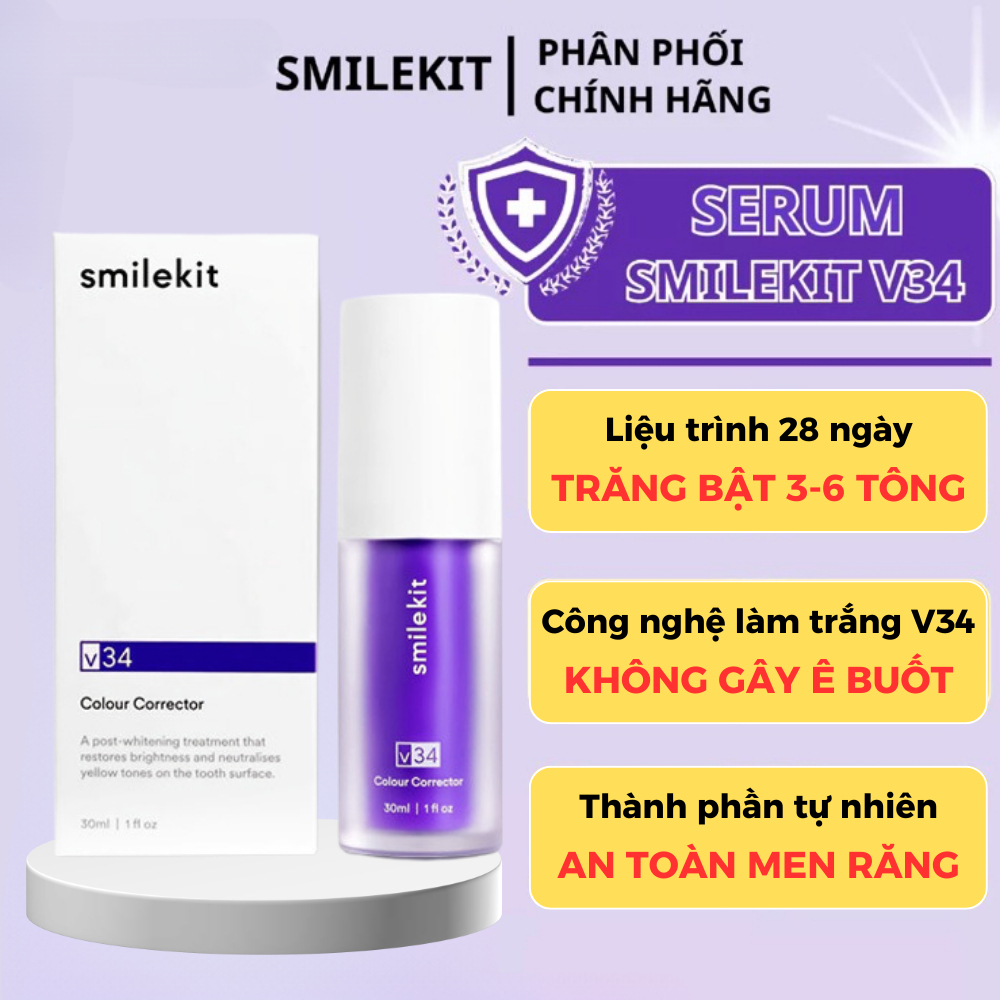 Serum làm trắng răng SmileKit V34, tinh chất làm trắng răng Tẩy Trắn Răng Chống Nhạy Cảm 30ml