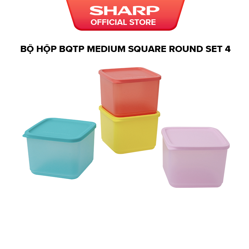 Bộ Hộp BQTP Medium Square Round 4 Hộp Sharp