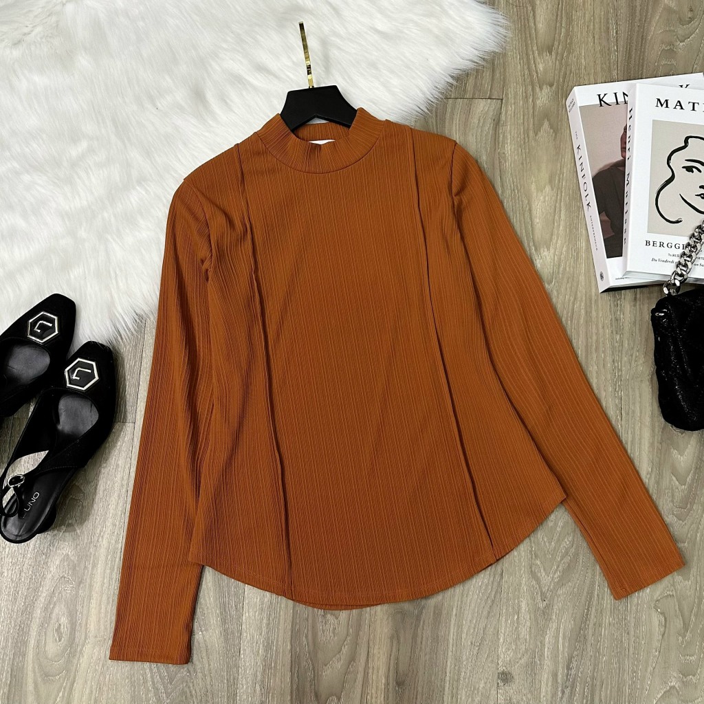 Áo thun bigsize nữ 50-90kg thun tăm co giãn ôm sát cơ thể, kiểu tay dài cổ trụ giữ nhiệt tốt phù hợp đi chơi, đi làm