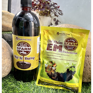 Combo Chế phẩm EM Plus Trichoderma và rỉ mật đường Sfarm dùng ủ phân không mùi