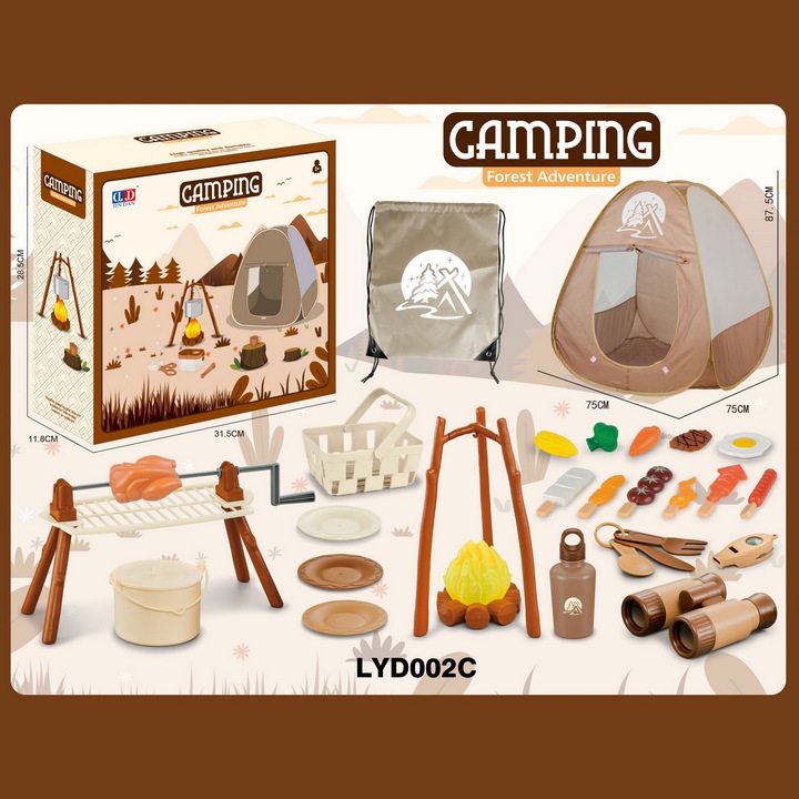 Lều Trẻ Em Đi Kèm Đồ Chơi Mô Phỏng Cắm Trại Camping Kids Forest Adventure LYD002C 34pcs Chi Tiết - Home and Garden