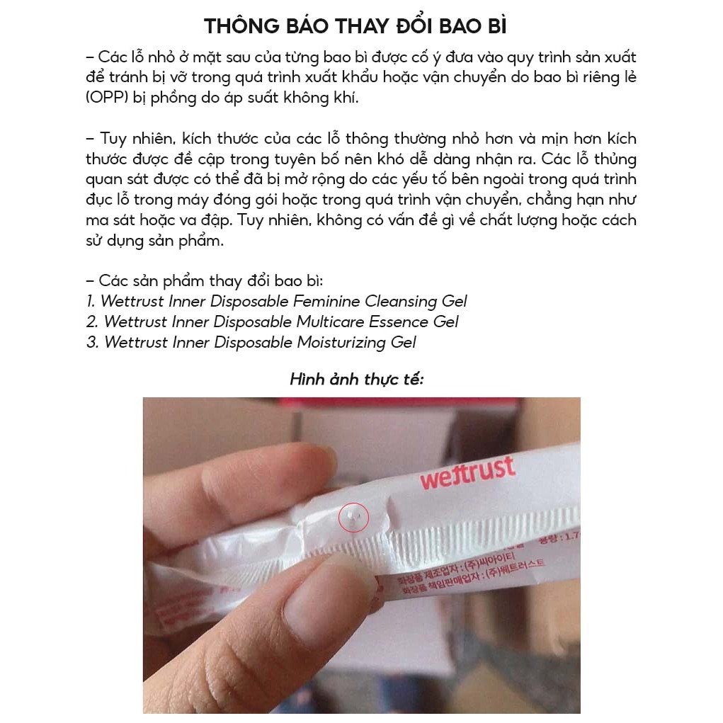 Đũa Thần Gel Dưỡng Ẩm Đa Năng Vùng Kín Wettrust Inner Disposable Multicare Essence Gel
