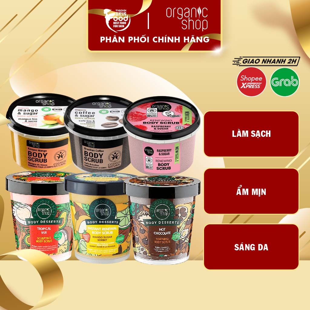 Tẩy Tế Bào Chết Body Dưỡng Da Ẩm Mịn Organic Shop 250ml