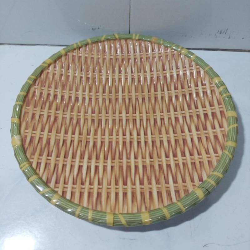 Đĩa phíp - Mẹt tròn giả mây tre nhựa Melamin bán bún đậu ,đựng đồ ăn cao cấp nhiều size