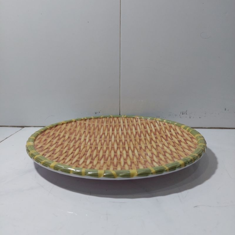 Đĩa phíp - Mẹt tròn giả mây tre nhựa Melamin bán bún đậu ,đựng đồ ăn cao cấp nhiều size