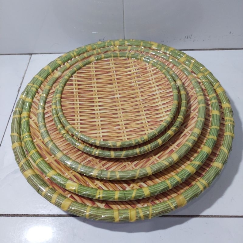 Đĩa phíp - Mẹt tròn giả mây tre nhựa Melamin bán bún đậu ,đựng đồ ăn cao cấp nhiều size