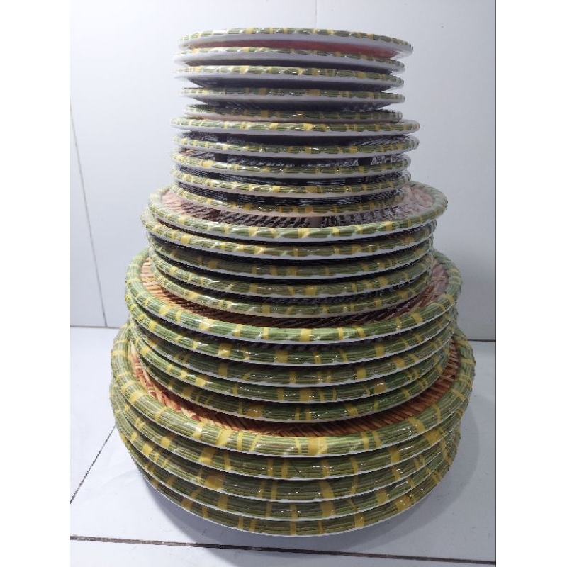 Đĩa phíp - Mẹt tròn giả mây tre nhựa Melamin bán bún đậu ,đựng đồ ăn cao cấp nhiều size