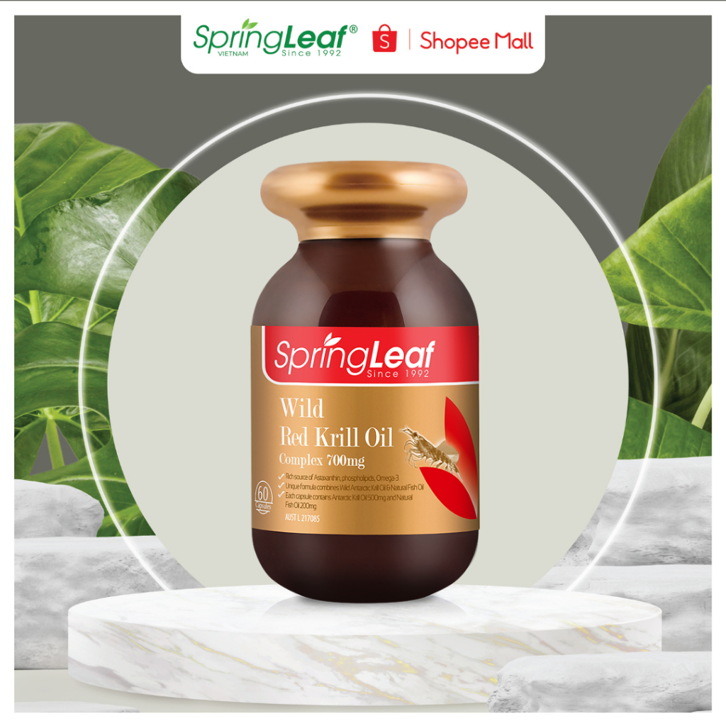 Viên uống dầu nhuyễn thể hỗ trợ sức khỏe tim mạch SpringLeaf Wild Red Krill Oil Complex 700mg