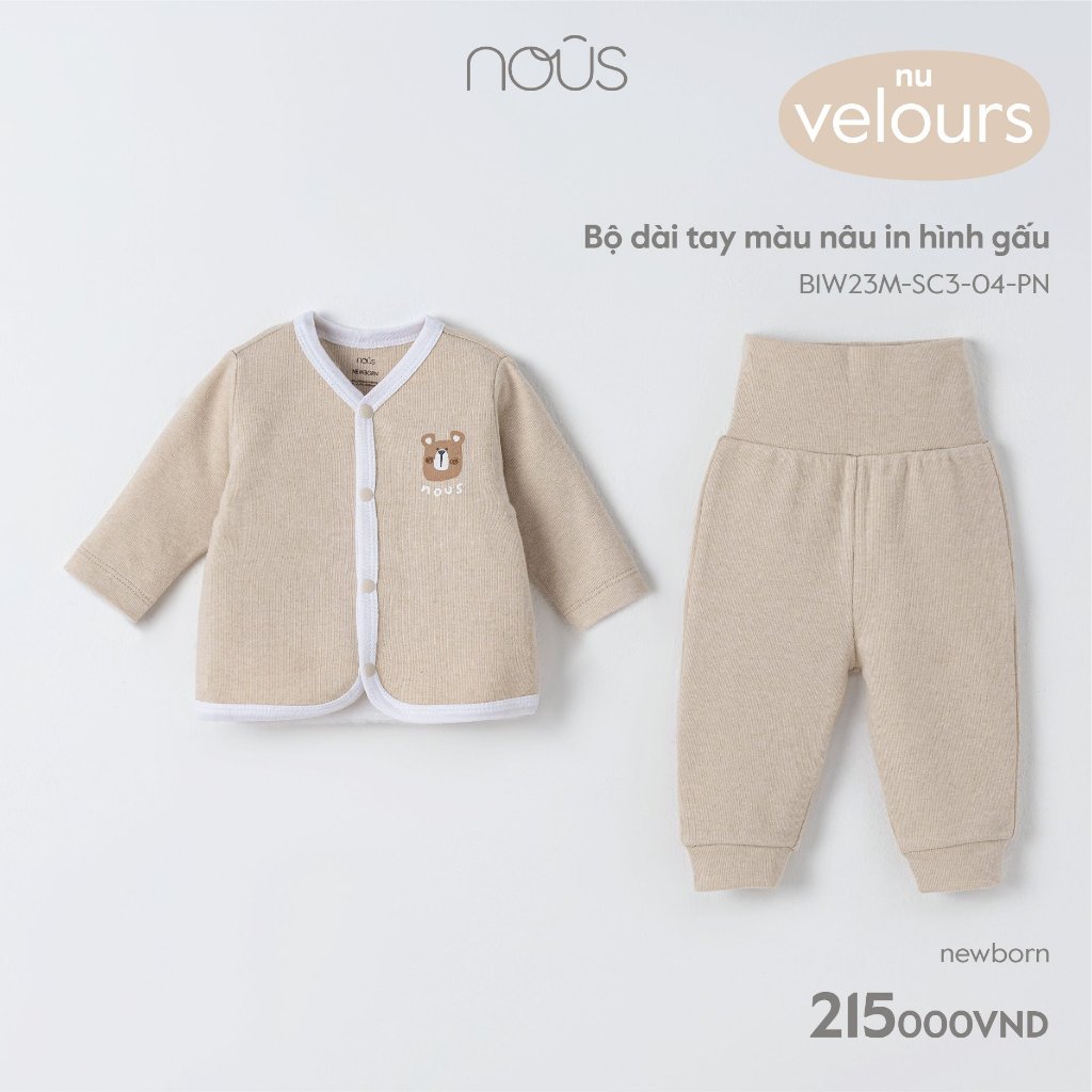 Bộ quần áo newborn cài thăng sơ sinh Nous