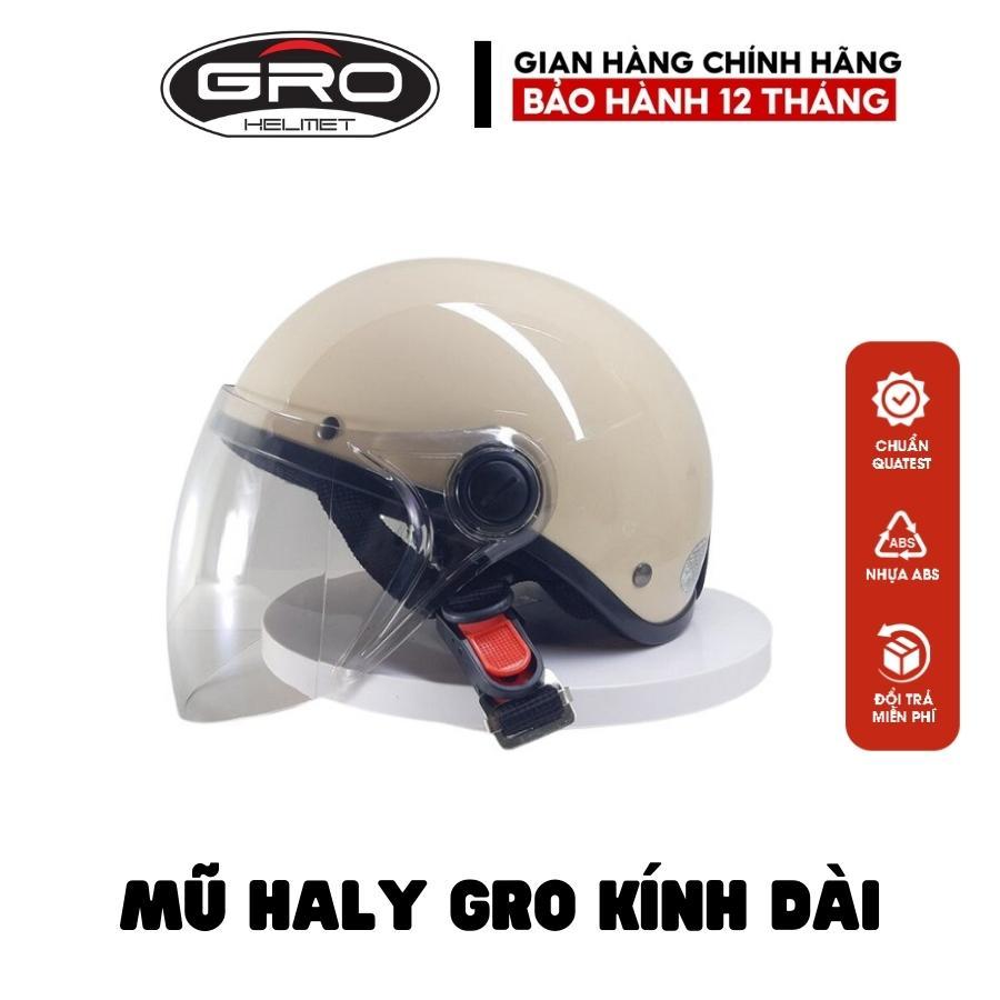 Mũ bảo hiểm nửa đầu có kính GRO HELMET chính hãng bảo hành 12 tháng