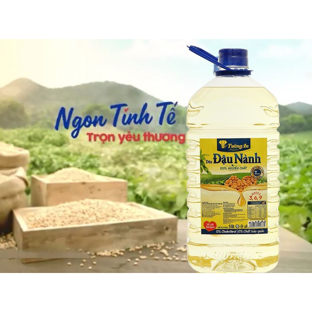 Dầu đậu nành 100% nguyên chất Tường An can 5 lít