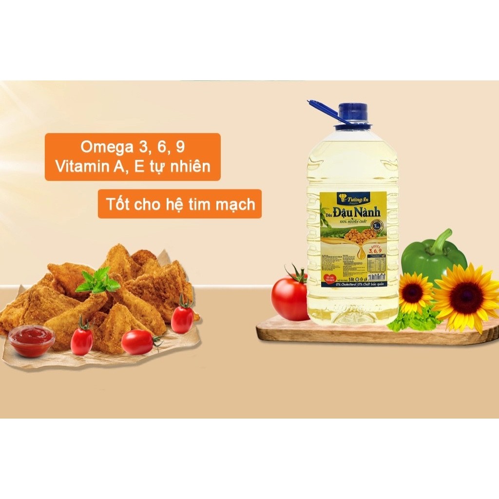 Dầu đậu nành 100% nguyên chất Tường An can 5 lít