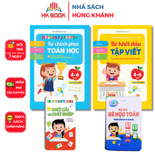 Sách - Combo Chinh phục toán - Khởi đầu tập viết (4-6 tuổi) và bộ thẻ Học toán - học chữ Tiếng Việt (2 cuốn và 2 bộ thẻ)