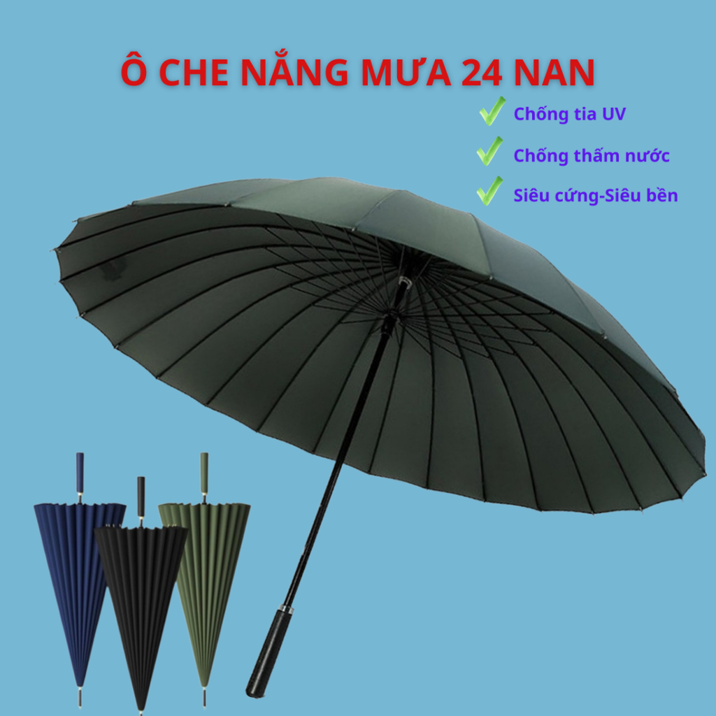 Ô Dù Siêu To KAW 24 Nan Loại Tốt Kiểu Dáng Đẹp, Dù Đi Mưa Siêu To, Siêu Cứng, Chắc Chắn, Chống Tia UV