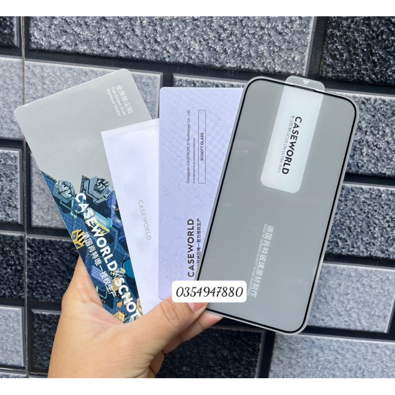 Kính cường lực Caseworld siêu mỏng 0,15mm Full màn cho iPhone 15 Pro Max/ 15 Plus/ 15 Pro/ 14 Pro Max cảm ứng siêu nhậy