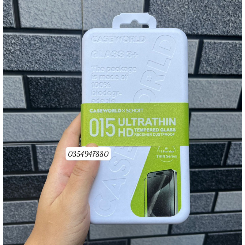 Kính cường lực Caseworld siêu mỏng 0,15mm Full màn cho iPhone 15 Pro Max/ 15 Plus/ 15 Pro/ 14 Pro Max cảm ứng siêu nhậy
