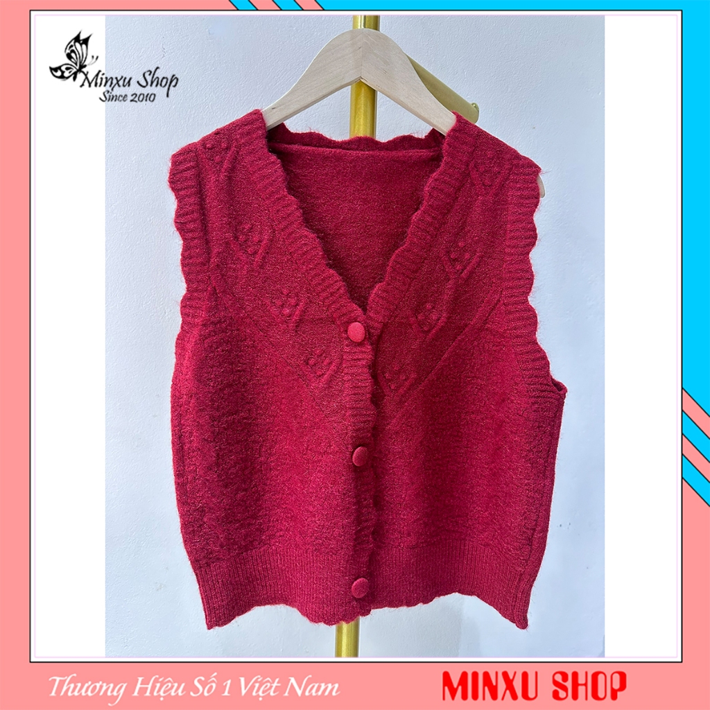 Áo Gile Len Nữ Viền Tiểu Thư Thiết Kế 3 Khuy Bọc, Áo Len Gile Cho Nữ Minxu Shop GL5K