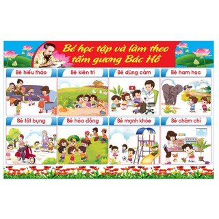 Tranh trang trí lớp học - em học tập theo gương bác hồ