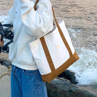 Túi tote vải bố canvas dày đứng form, phối màu xinh tage - CLEVER NÂU