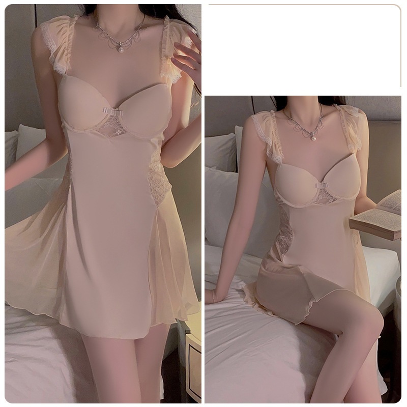 Váy ngủ cánh tiên có đệm ngực có gọng đính nơ gợi cảm P3119
