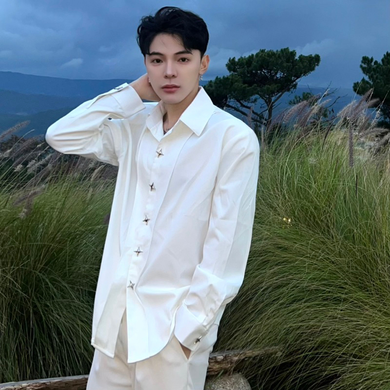 Áo sơmi đệm vai tay dài LITTLESTAR by Littlebrother form rộng unisex