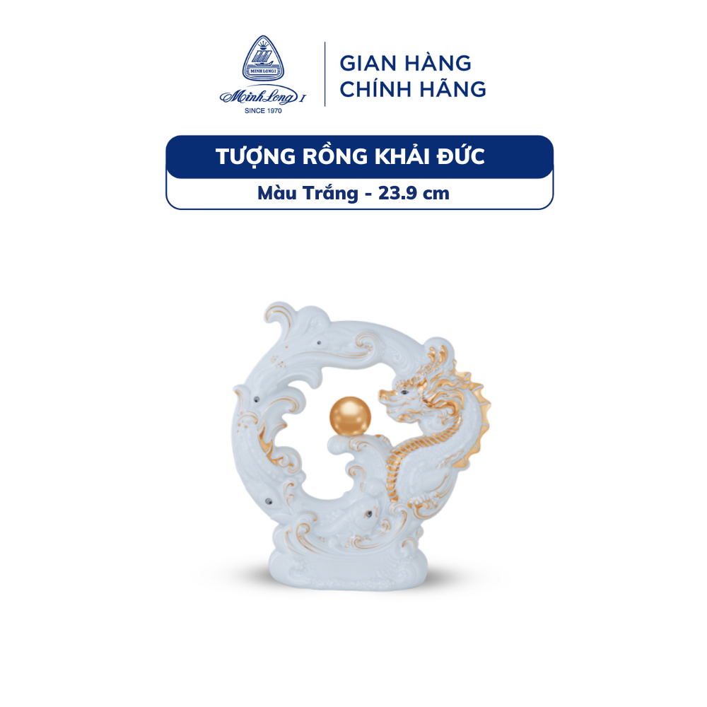 Tượng Rồng Sứ Cao cấp Minh Long - Khải Đức - 23.9 cm