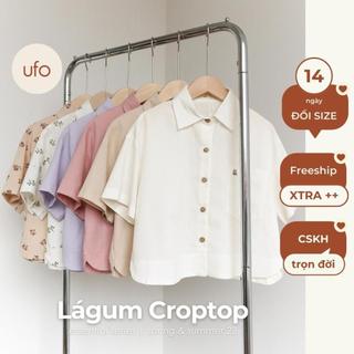 Áo sơ mi linen bột dáng lửng freesize - Lágum Croptop - by ufo.thebasic
