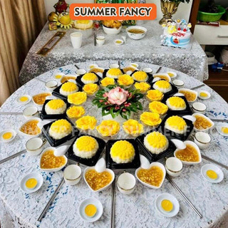 Khăn trải bàn decor mâm cúng thôi nôi, đầy tháng - khăn ren trắng bàn họa tiết đẹp Summer Fancy
