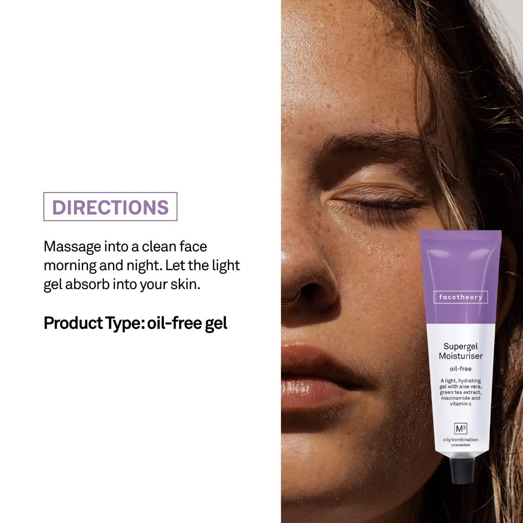Kem dưỡng cho da dầu mụn ''Facetheory'' Supergel Oil-free Moisturiser M3 50ml