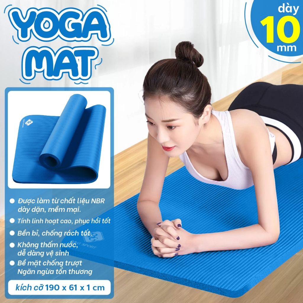 Thảm tập gym yoga tại nhà dày 10mm-15mm, Eco Friendly chống trượt chất liệu NBR mềm mại và chống nước, dễ dàng vệ sinh