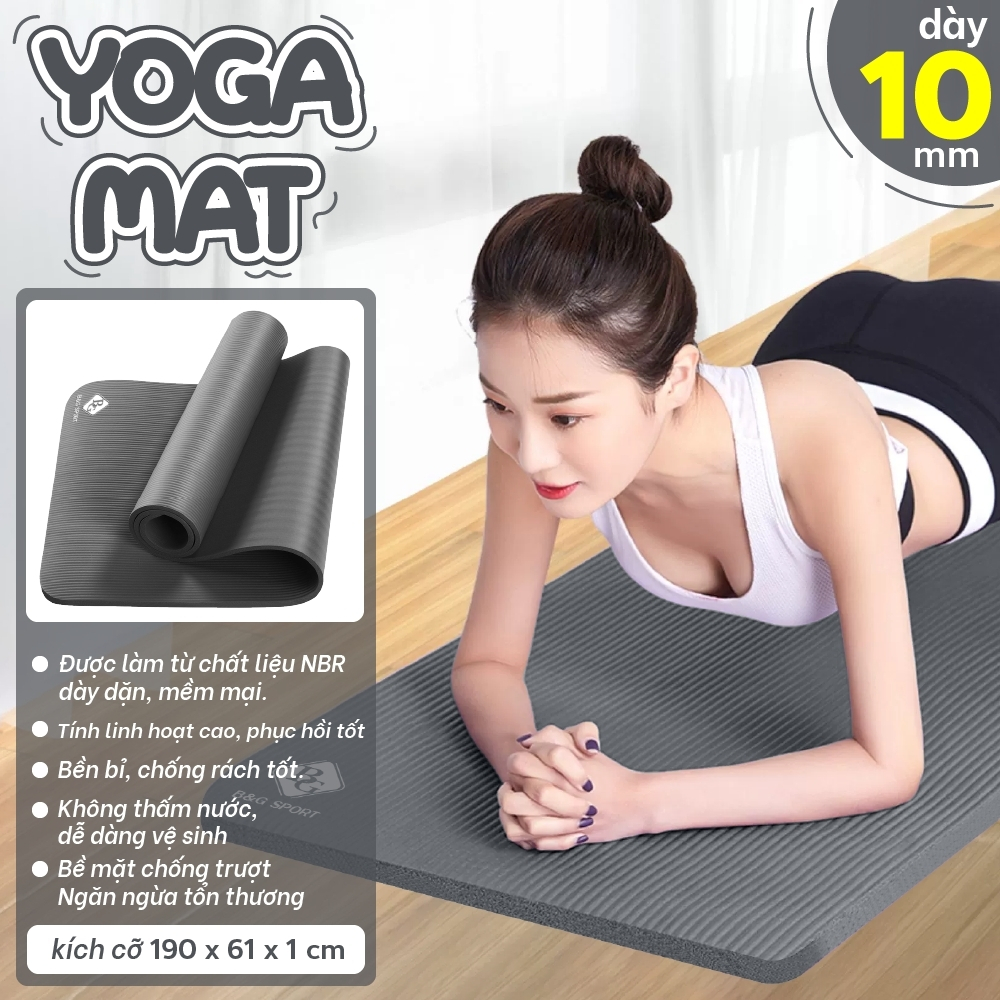 Thảm tập gym yoga tại nhà dày 10mm-15mm, Eco Friendly chống trượt chất liệu NBR mềm mại và chống nước, dễ dàng vệ sinh
