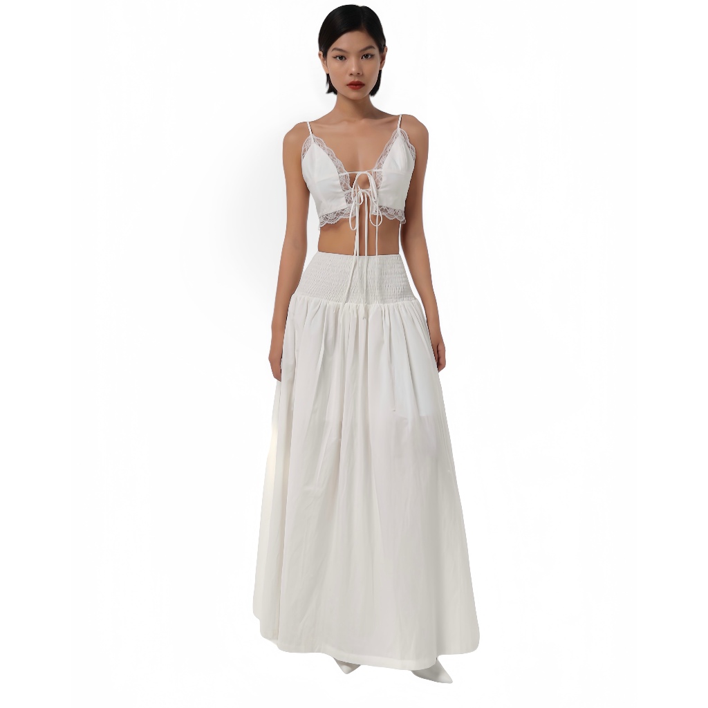 Collinie Set - Set Áo Dây Phối Ren Và Chân Váy Dài