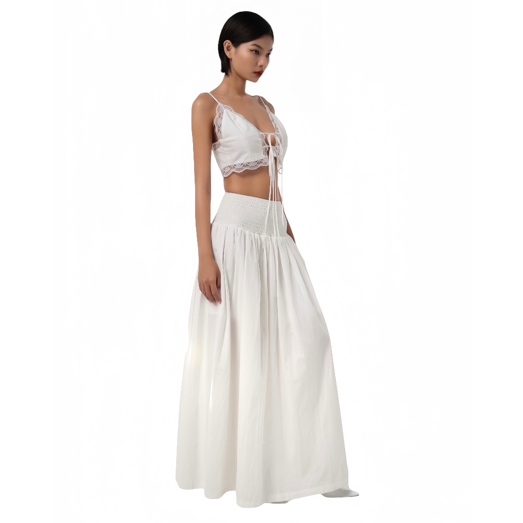 Collinie Set - Set Áo Dây Phối Ren Và Chân Váy Dài