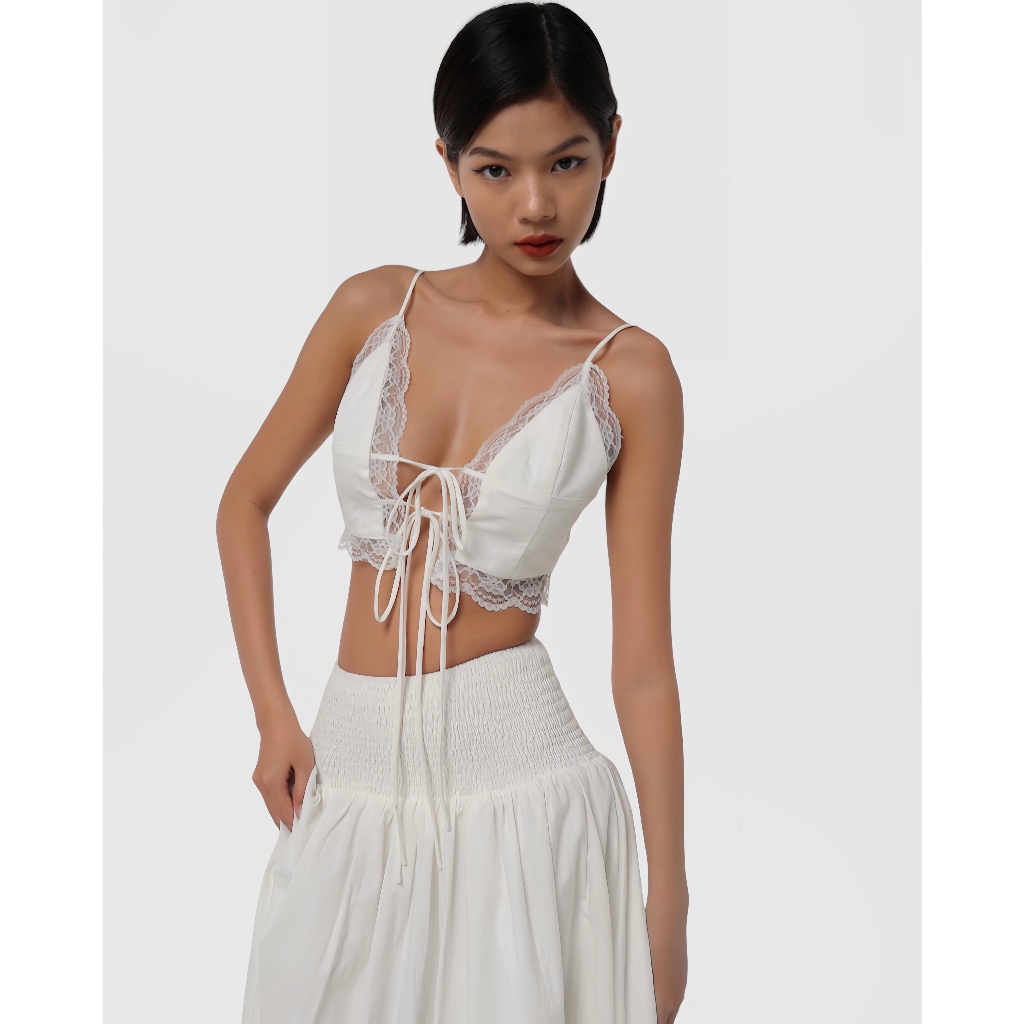 Collinie Set - Set Áo Dây Phối Ren Và Chân Váy Dài