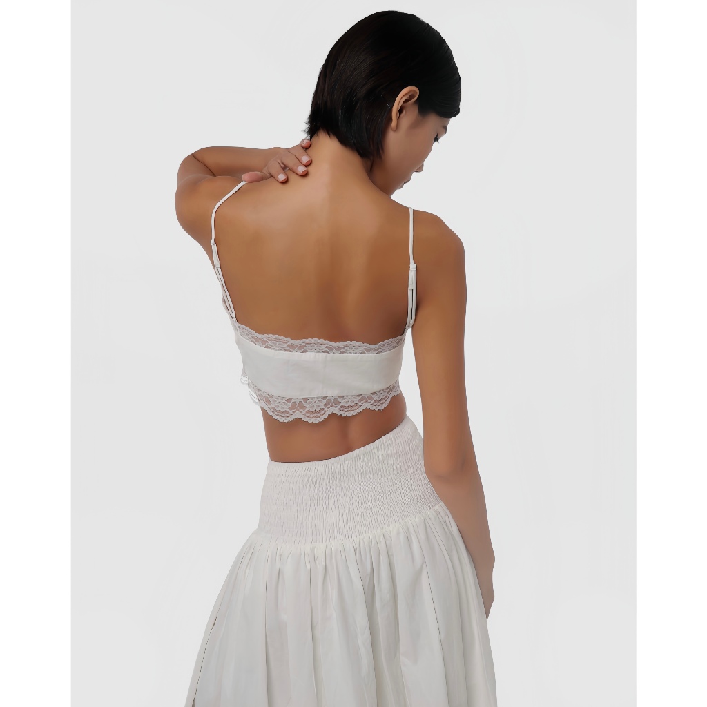 Collinie Set - Set Áo Dây Phối Ren Và Chân Váy Dài