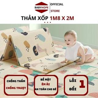 Thảm xốp cho bé XPE gấp gọn HÀNG LOẠI 1 , tấm thảm lót trải sàn 2 mặt chống thấm chống trơn hàn quốc phủ silicon1m8x2m